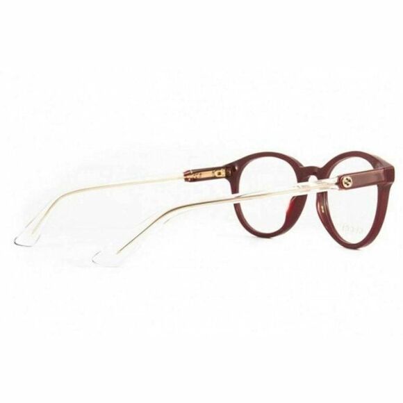 Gucci Burgundy Frame & Demo Lens Gg0485o 004 Women's Round Eyeglasses - Picture 4 of 5